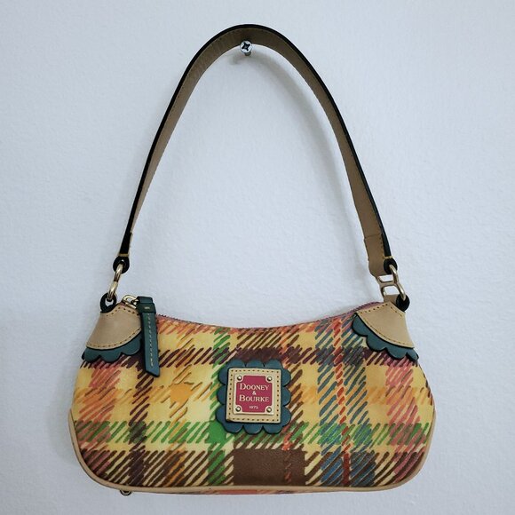 Dooney & Bourke Plaid Rainbow Zipper Vintage Y2K Baguette Shoulder Bag - Picture 1 of 16